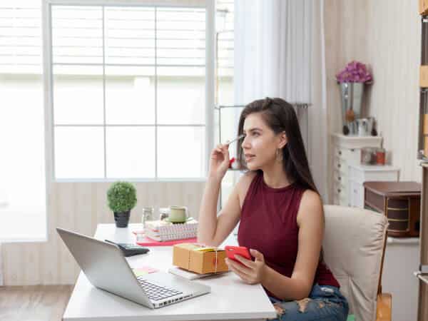 Startup small business owner working at house